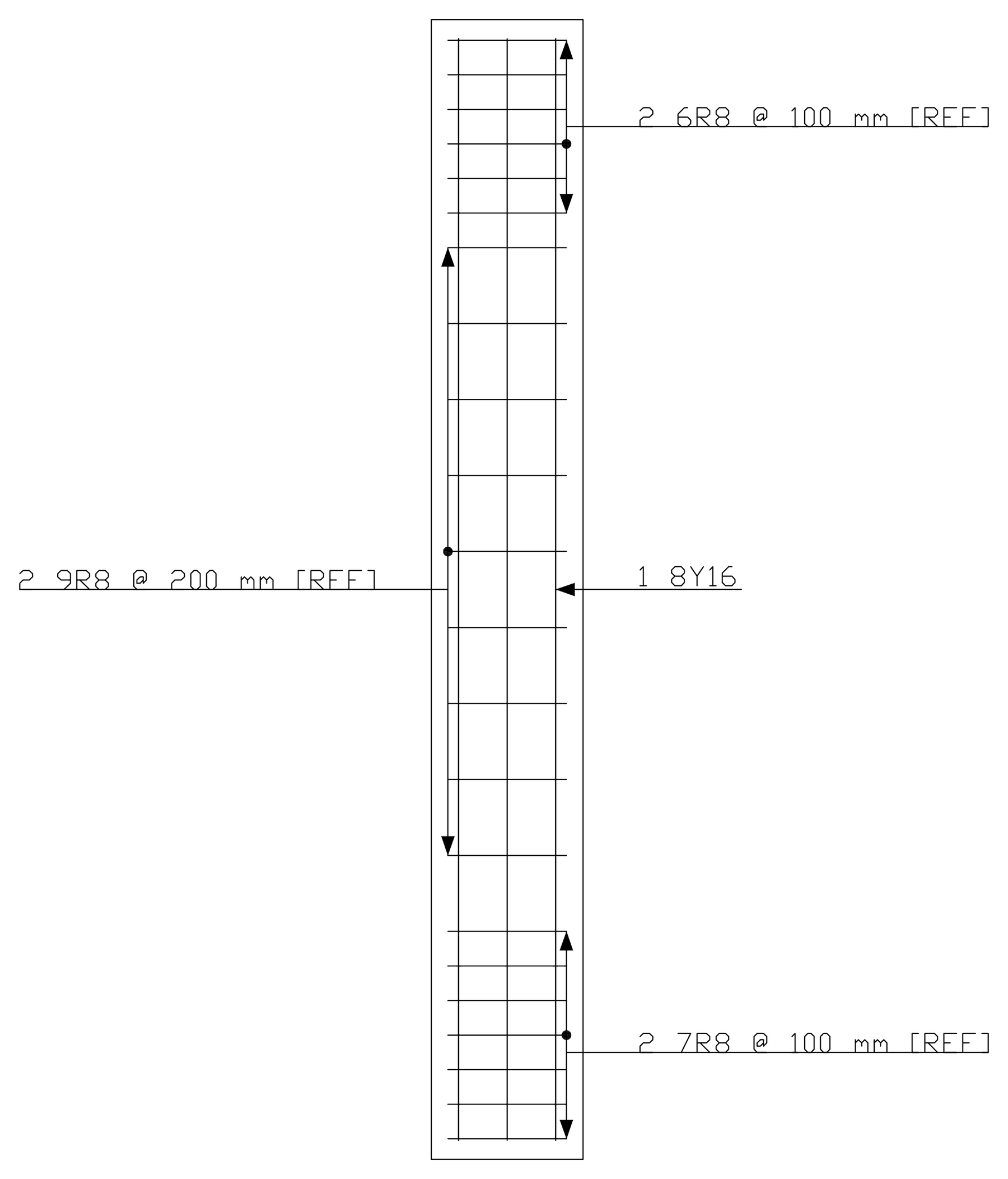STATIX 2D RC column elevation with link zones