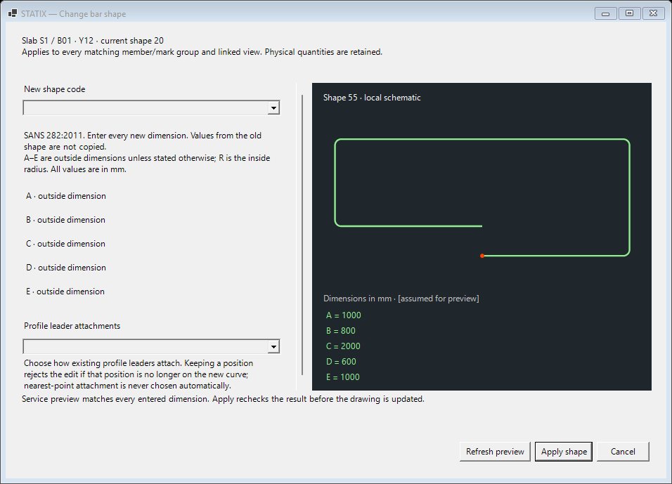 STATIX 2D bar shape editor to SANS 282