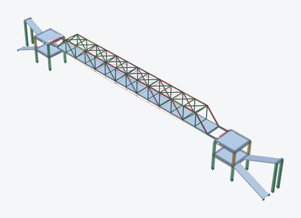 Truss footbridge with stair towers