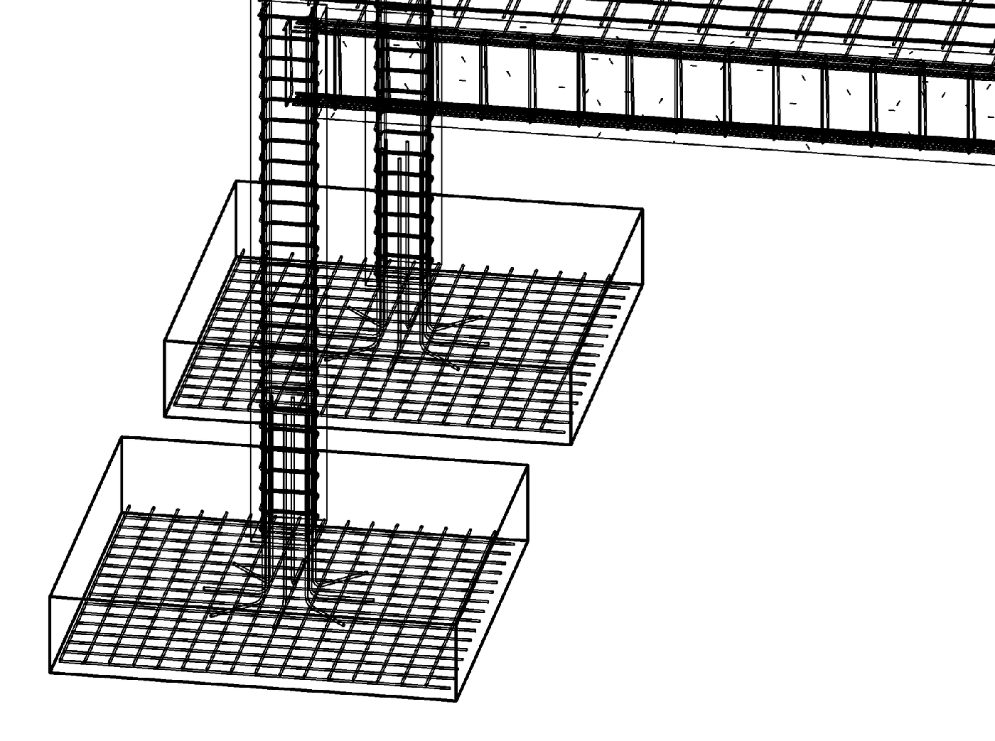 Column cages and starter bars in the pad footings, in Revit