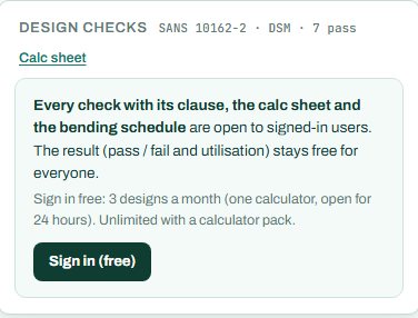 Design checks card for the purlin