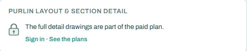 Purlin layout and section detail panel marked paid plan