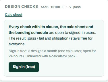 Design checks summary for the combined footing