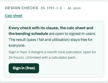 Design checks summary for the eaves haunch