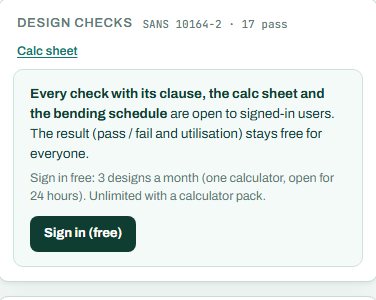 Design checks summary for the lintel