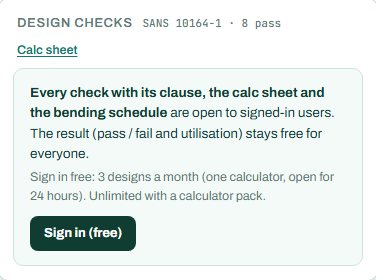Design checks summary for the masonry wall