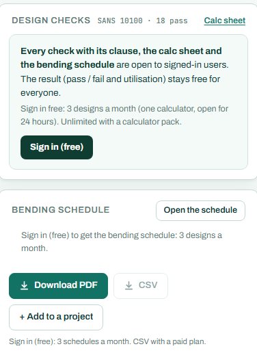 Design checks and bending schedule card for the pile cap