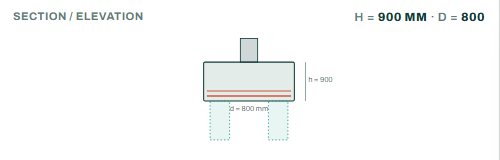 Pile cap section and elevation