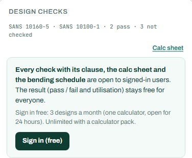 Design checks card for the pile capacity calculator