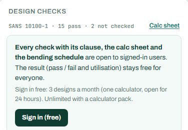 Design checks summary for the RC wall