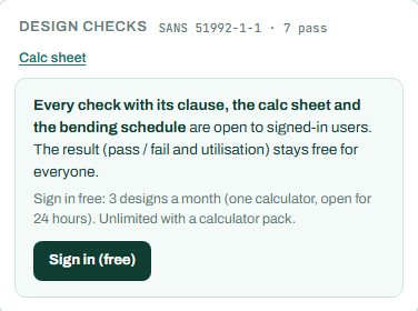 Design checks summary for the slab on grade