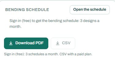 Bending schedule card for the strip footing