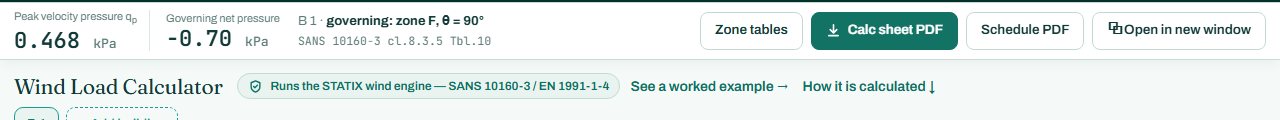 Wind load calculator header