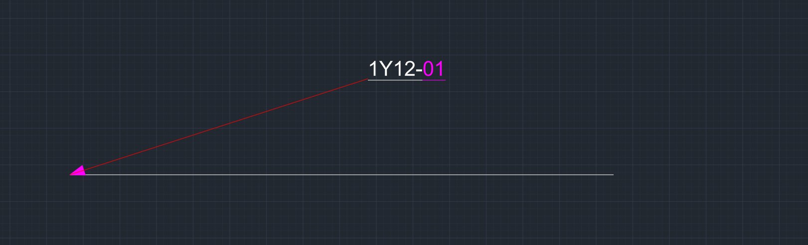 A placed single bar with its leader and label 1Y12-01