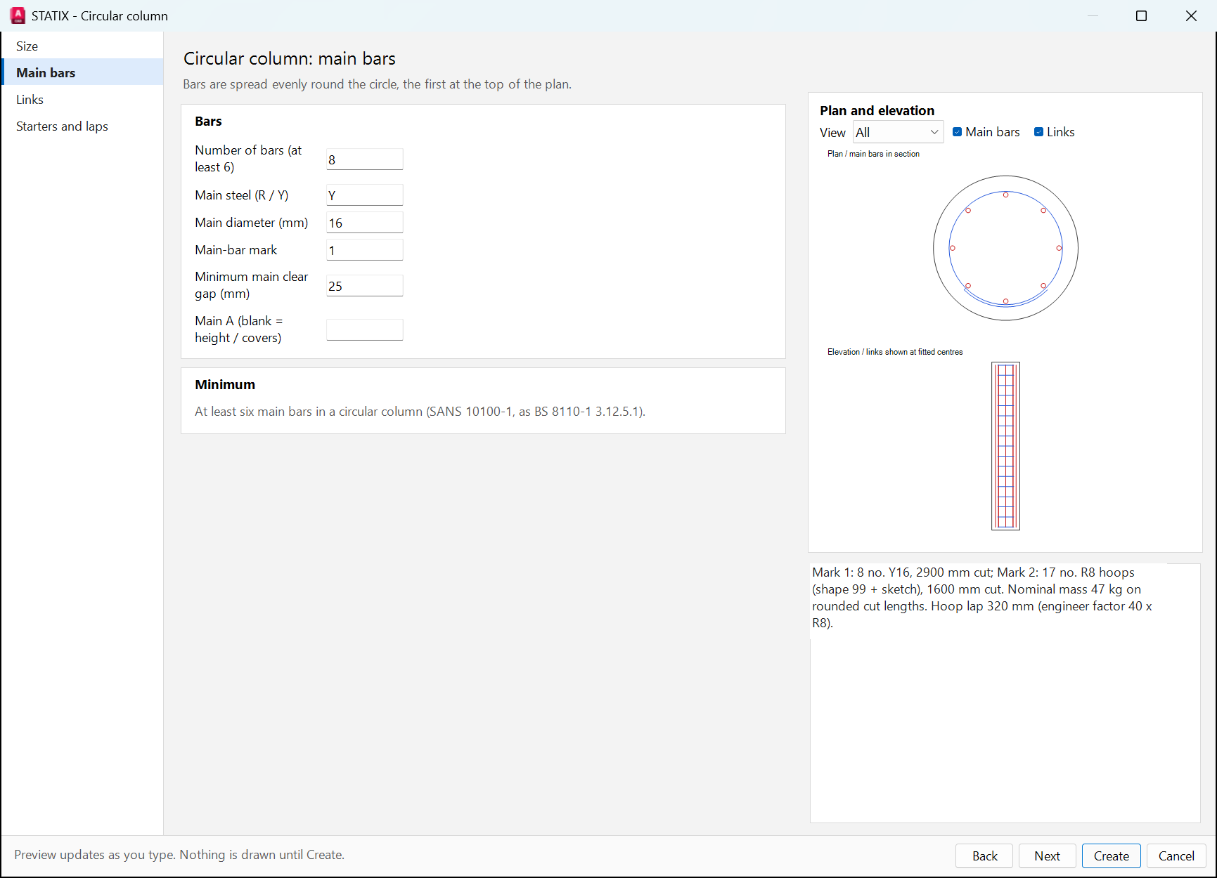 Circular column wizard
