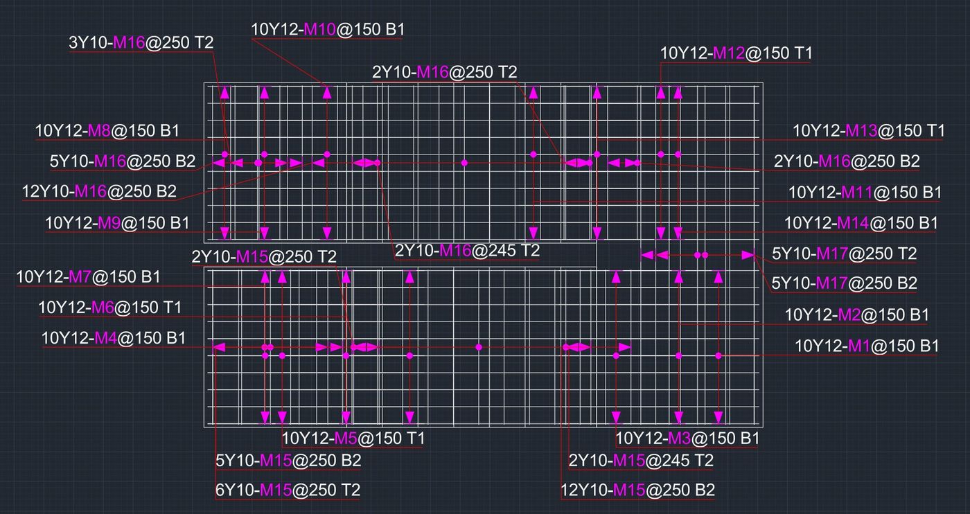Placed stair plan with bar labels